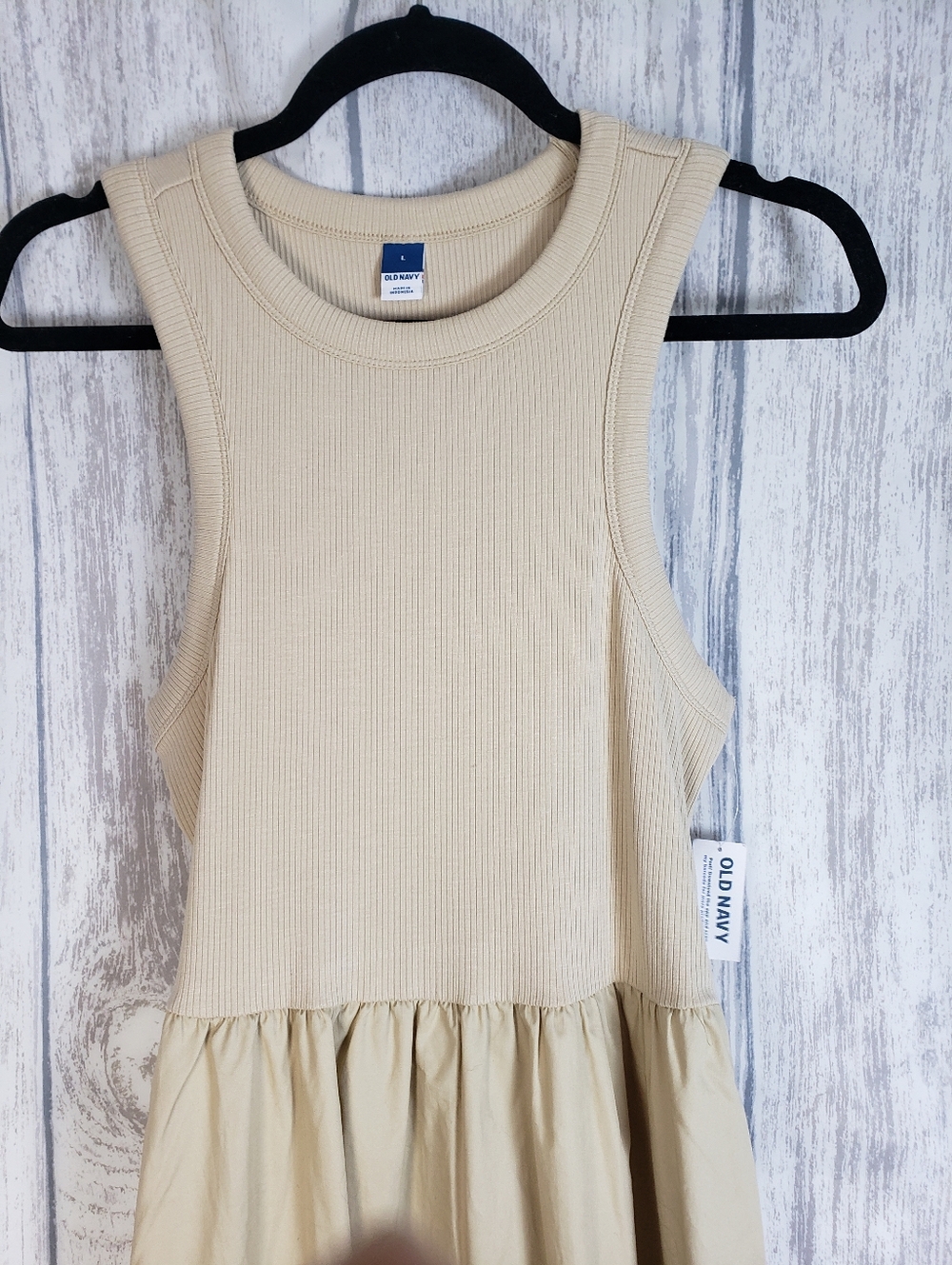 Old Navy sleeveless midi dress "Desert Floor" Poplin Skirt Knit Top Large New! - Picture 3 of 10